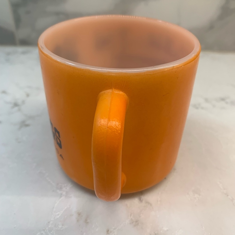 RARE Vintage Milk Glass Orange Six Flags Coffee Mug Cup - Picture 3 of 5